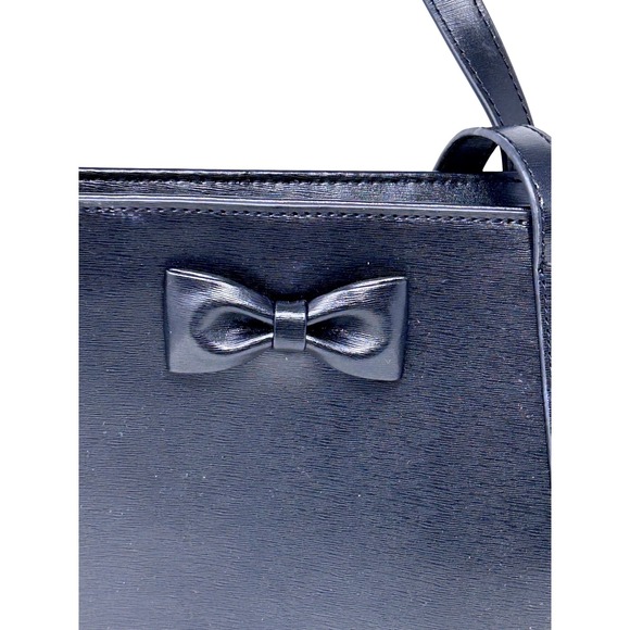 Ted Baker London Black Beanne Leather Bag Bow Tote Zippered Shoulder w/Dust Bag - Picture 5 of 14